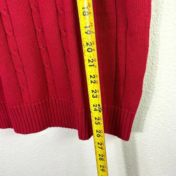 U.S. Polo Assn. Red 100% Cotton V-Neck Cable Knit Sweater Vest Size M - Picture 5 of 8